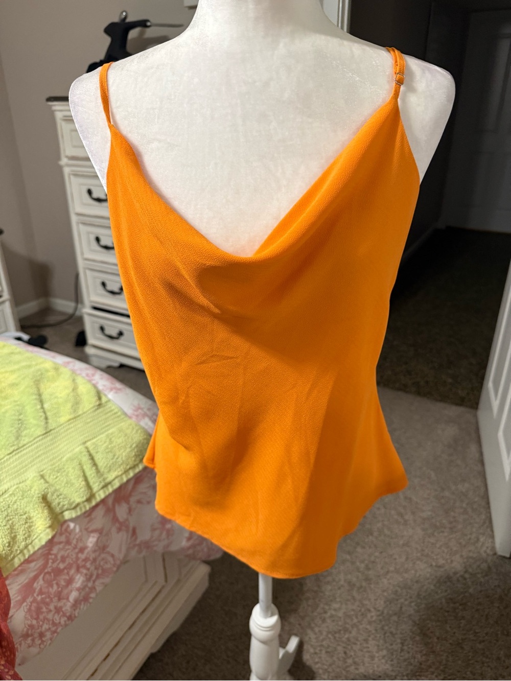 Sweet Wanderer Bright Orange Cowl Neck Camisole